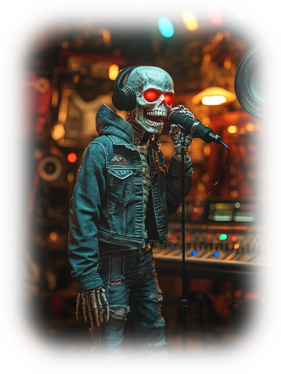 Wendigo singing in a audio recording studio